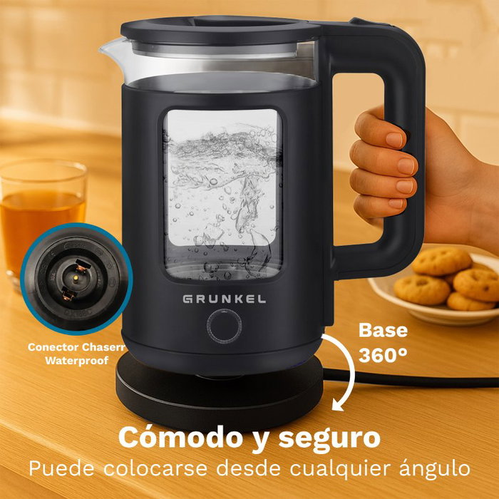 Grunkel Hervidor de Agua HV-18CWPNG 1.8L 1500W Negro
